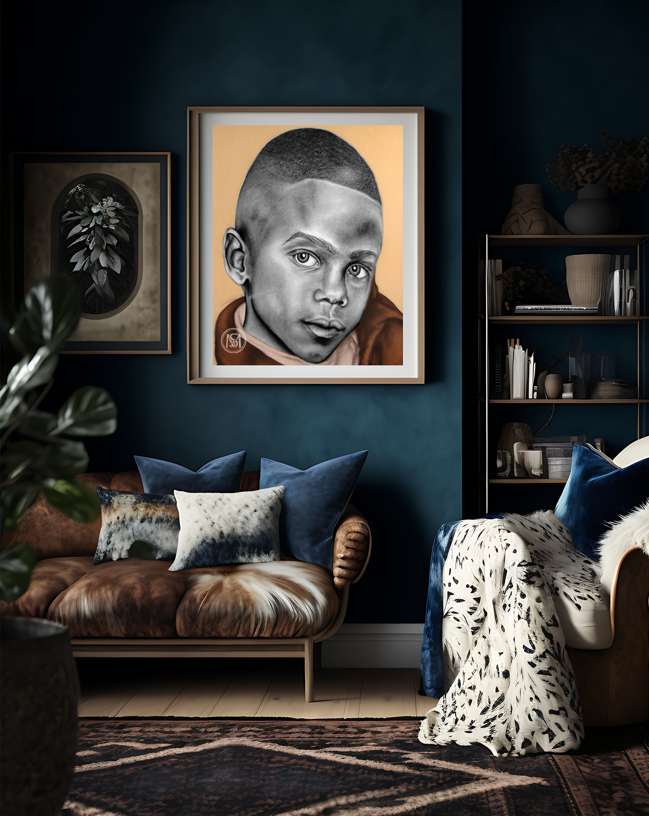 Commissioned charcoal and pastel portrait of beloved Mothers' son capturing his beautiful eyes by local Atlanta Area Artist and Photographer, Starlyss McSlade.
