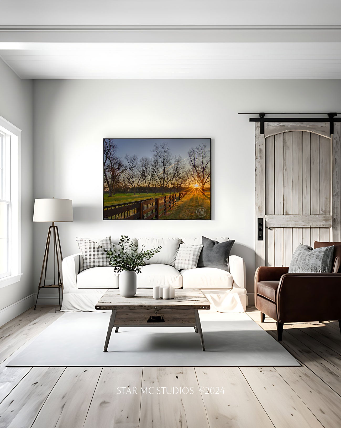 Sunrise over a 125-year-old pecan orchard with sprawling trees and soft morning light, captured in limited edition Southern fine art photography.