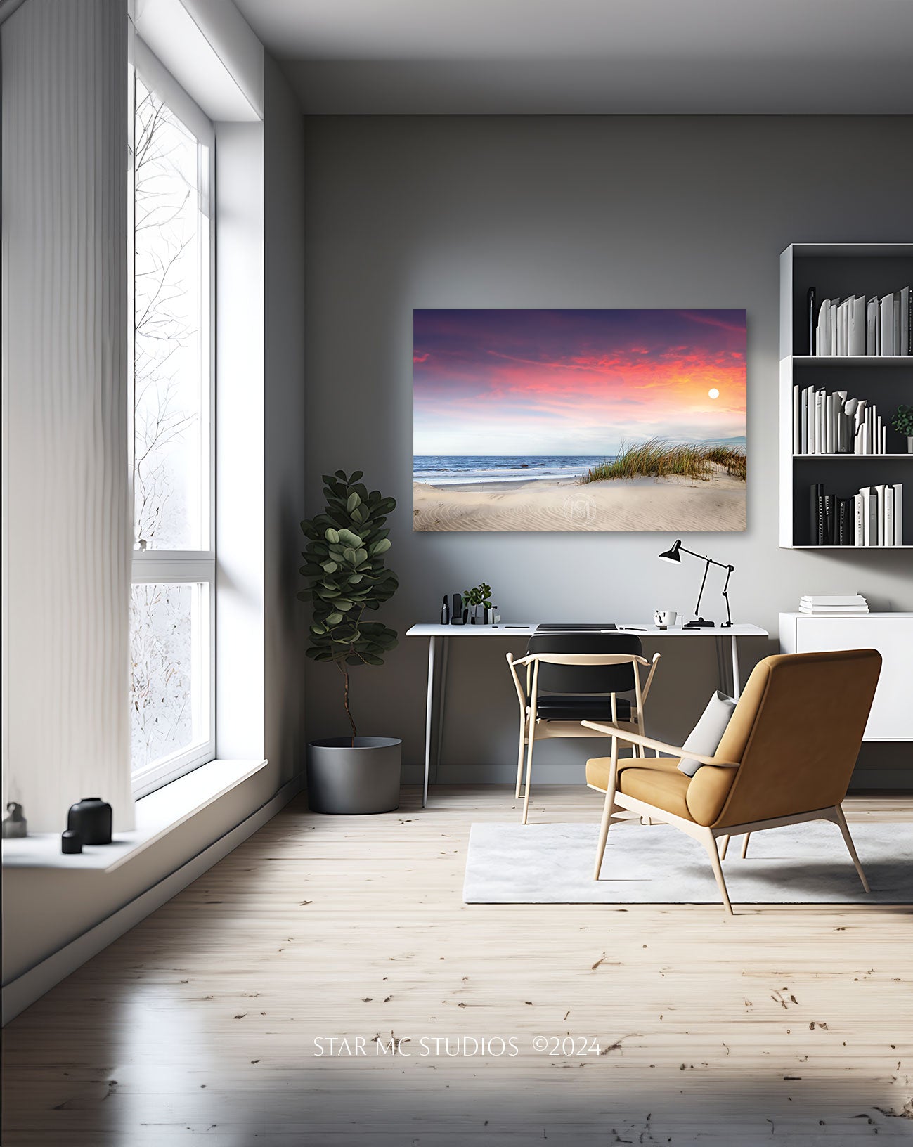 Peaceful Jekyll Island beach at dawn with sand dunes and pastel skies, captured in limited edition fine art photography—coastal wall art for collectors.