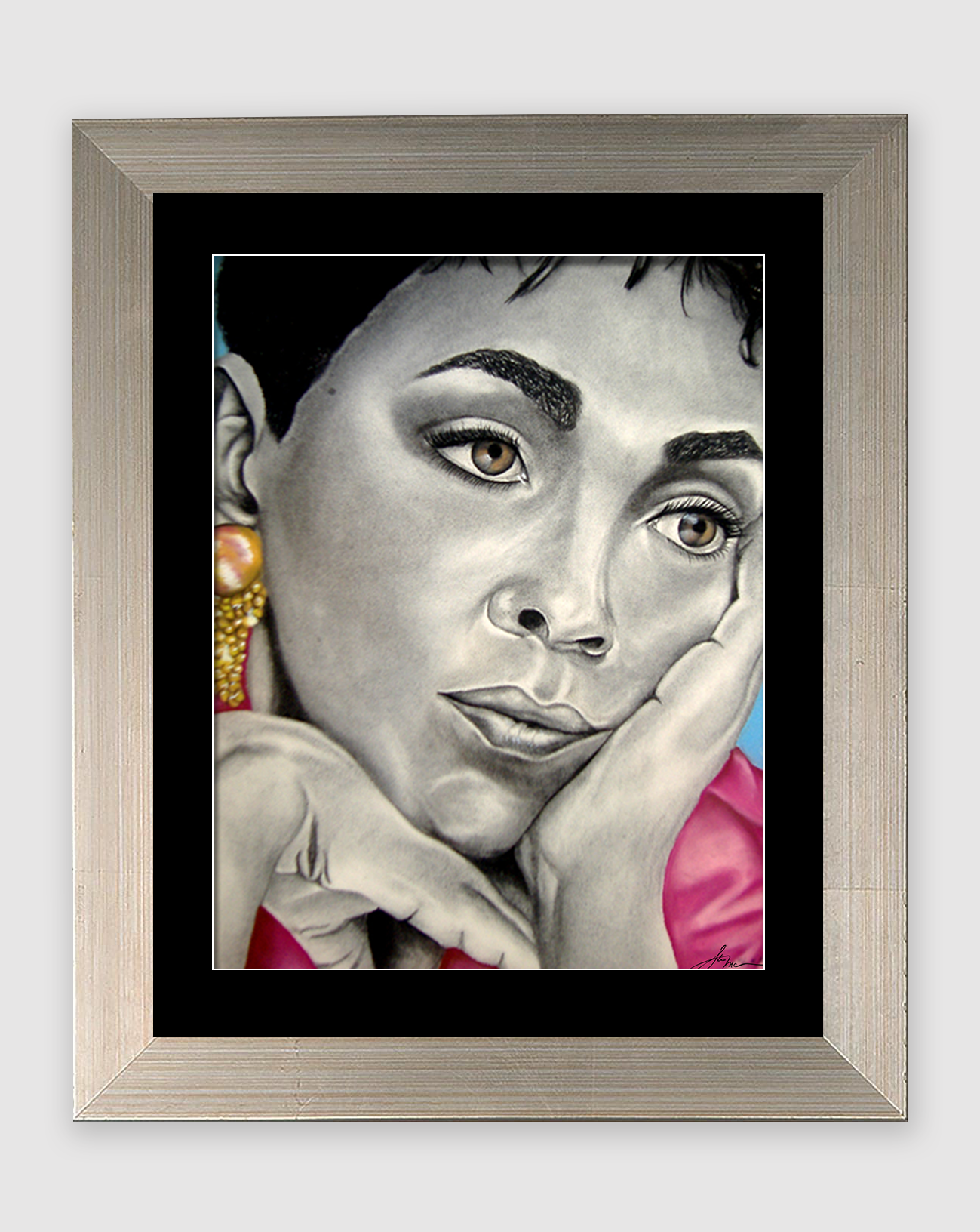 Original Mixed media fine art charcoal portraiture of Anita Baker by Star Mc Studios local Atlanta area photographer and artist, Starlyss McSlade.