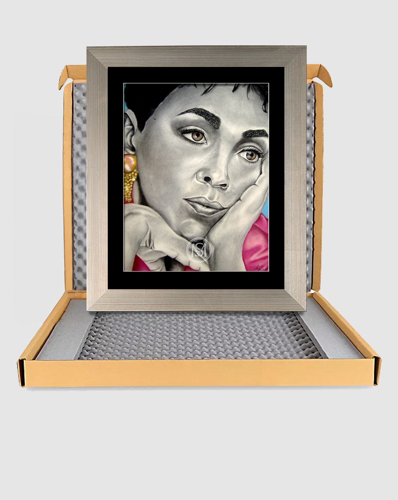 Original Mixed media fine art charcoal portraiture of Anita Baker by Star Mc Studios local Atlanta area photographer and artist, Starlyss McSlade.